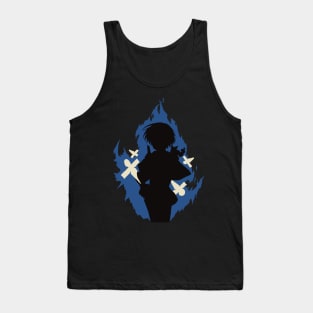 Seika Lamprogue Fire Aura with His Shikigami from The Reincarnation of the Strongest Exorcist in Another World or Saikyou Onmyouji no Isekai Tenseiki in Cool Simple Flat Silhouette Tank Top